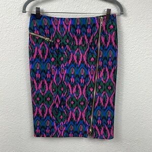 M Missoni Abstract Pencil Skirt Moto Full Zip Pink Green Multicolor Bright 40